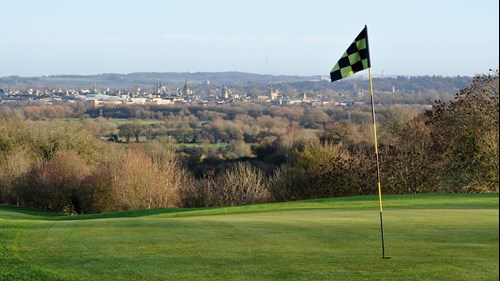 View looking back over Oxford from the back of the 7th green