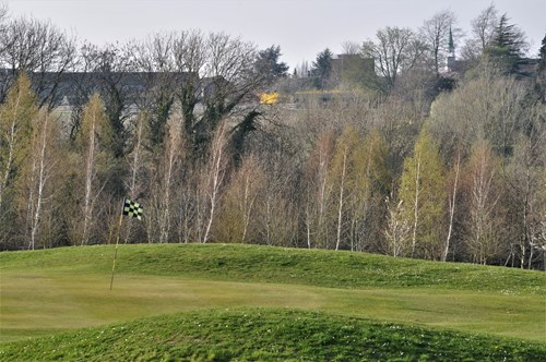 Looking across the 4th green to Westminster College on Harcourt Hill