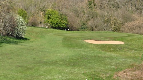 Approach to 3rd green viewed from the valley side
